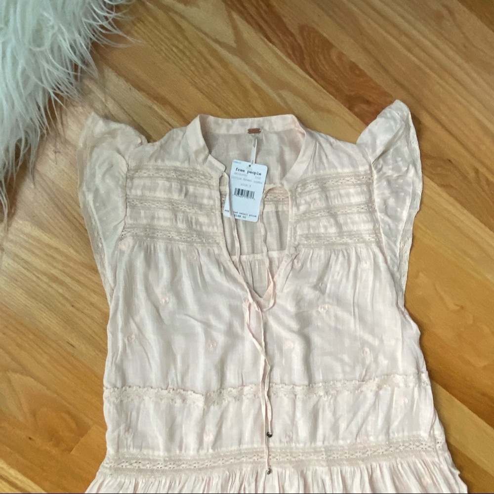 Free People New Midnight Midi Lace Embroidered Dress Light Pink - Picture 6 of 10